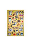 Sevimli kedi model-5 black cat family puffy telefon defter PC yapıştır çocuk etiket çıkartma sticker