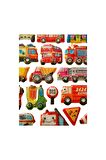 28,5 X13cm Büyük Boy araçlar-2 otobüs uçak itfaiye kabartmalı Puffy boyamalı etiket çıkartma sticker