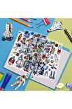Kabartmalı Space uzay planet astronot model-5 Puffy çocuk kız erkek etiket çıkartma sticker