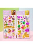 2 sayfa Dekoratif party doğum günü model-1 3d sticker balon etiket defter telefon laptop PC çıkartma
