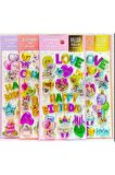 4 sayfa Dekoratif party doğum günü model-2 3d sticker balon etiket defter telefon laptop PC çıkartma