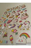 Büyük boy kabartmalı unicorn çıkartma sticker etiket