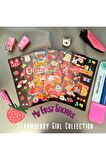 6 sayfa Çilek kız collection çıkartma sticker defter etiket