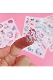 3 sayfa yaprak şeffaf su geçirmez unicorn temalı çocuk kız erkek şişe defter etiket sticker