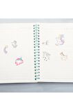 3 sayfa yaprak şeffaf su geçirmez unicorn temalı çocuk kız erkek şişe defter etiket sticker