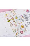3 sayfa yaprak şeffaf su geçirmez unicorn temalı çocuk kız erkek şişe defter etiket sticker