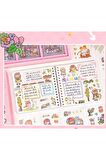 10 sayfa 75X75mm figür kız çocuk matara defter laptop çıkarma etiket sticker