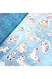 3 Sayfa Unicorn Defter Okul Etiket Sticker Günlük Çocuk Etiket