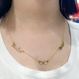 Sonsuzluk 2 İki İsimli altın Renk 925 Gümüş Kolye