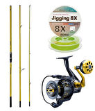 YekOutdoor Profesyonel Olta Seti Okuma Makaira Surf 4,30 cm 100-250 3 Parça Yellow Surf Kamışı&Okuma Salina SA-8000A Blue 6+1BB Olta Makinesi