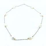 Doğal İnci Taşlı El Dizimi Trend Stil 925 Gümüş Kolye