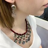 Osmanlı Gümüş Parası El Üretim Gerdanlık Küpe Gümüş Set