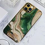 İphone 12 Pro Max Marble Parlak Mermer Desenli Cam Telefon Kılıfı