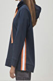 Kapşonlu Yanı Şeritli  Sweatshirt