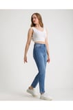 Kadın Yüksek Bel Power Likralı Mom Jean Mavi Mavi / 38