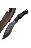 Kukri Tasarım Paslanmaz Çelik Deri Kılıflı Avcı - 27 Cm