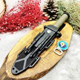 30 cm columbia çelik hem magnezyum çubuklu hem bileme aparatlı çelik sert kılıflı (pusulalı kılıf) yanında açacaklı çakmak ile birlikte