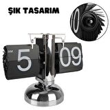 Lüks Masaüstü Otomatik Çevirmeli Dijital Saat Kuvars Pilli Saat Ev Dekorasyon Hediyelik Retro Flip Çevirme İç Dişli Retro  Saat