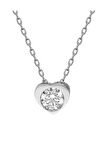 Sertifikalı Swarovski Taşlı Kalp Tektaş 925 Gümüş Kolye