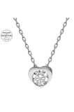 Sertifikalı Swarovski Taşlı Kalp Tektaş 925 Gümüş Kolye