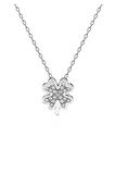 Sertifikalı Swarovski Taşlı Yonca 925 Gümüş Kolye
