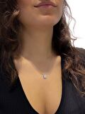 Sertifikalı Swarovski Taşlı Yonca 925 Gümüş Kolye