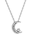 Sertifikalı Swarovski Taşlı Hilal Yıldız 925 Gümüş Kolye