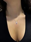 Sertifikalı Swarovski Taşlı Dikdörtgen 925 Gümüş Kolye
