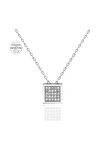 Sertifikalı Swarovski Taşlı Kare 925 Gümüş Kolye
