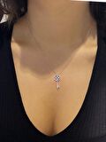 Sertifikalı Swarovski Taş Yonca Anahtar 925 Gümüş Kolye