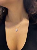 Sertifikalı Swarovski Taş Büyük Yuvarlak 925 Gümüş Kolye