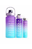 Hayal Sepeti Motivasyonel 3lü Set Su Matarası Su Şişesi Suluk 2lt+900ml+600ml Tritan Spor Salonu Su 