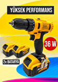 Moonshop 36 Watt Çekiçli Çantalı Vida Setli 276 Parça Çift Bataryalı Darbesiz Matkap...