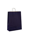 Büküm Saplı Kraft Kağıt Karton Hediyelik Çanta Poşet Torba - Mavi - 25x31 Cm. - 25 Adetlik Paket
