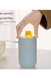Kedi Karikatürlü masaüstü ışıklı Hava Nemlendirici USB destekli mavi