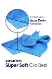 Mikrofiber Kalın Süper Emici Lüks Cila Bezi 40x40 cm Mavi