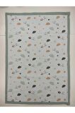 Anne Yanı Bebek Battaniyesi Pike & Müslin %100 Pamuklu Uçan Kuşlar Mint, Çağla Yeşil 70 X 100 Cm