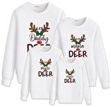 Miniğimin cicileri Yeni yıl aile Kombin DEER  Baskılı (tekli satış) - Çocuk Sweat Tişört