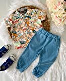 Miniğimincicileri Baby bu ayıcıklı gömlekli şık bebek takım - Yeşil