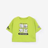 Save the Earth baskılı geniş kalıp unisex tişört