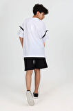 Miniğimin Cicileri 7-14 yaş şortlu real oversize erkek çocuk takım-Beyaz