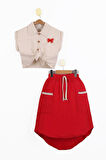 Miniğimin Cicileri Kız Çocuk Müslin Gömlek Asimetrik Etek Fiyonklu 2 li Takım - Kırmızı