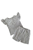 Miniğimin Cicileri Güpür Yaka Detaylı Müslin Kız Bebek Takım - Gri