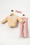 Miniğimin Cicileri Güpür Yaka Detaylı Kız Bebe Taytlı Takım - Pembe