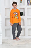 Miniğimin Cicileri Way Too Cool Erkek Çocuk Pijama Takımı - Turuncu