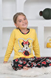 Miniğimin Cicileri Mnn Ms Kalpli Kız Çocuk Pijama Takımı - Sarı