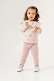 Miniğimin Cicileri (2-5 Yaş) Çiçek Desenli Kaşkorse Kışlık Kız Çocuk Takım - Pembe