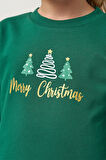 Miniğimin Cicileri Ağaç  Baskı Yılbaşı Konsept Kız Çocuk Etekli Takım - Yeşil