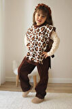 Miniğinin Cicileri Triko Leopar Süveter Kız Çocuk Takım - Kahverengi