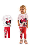 Miniğimin Cicileri Mnn ms  Fiyonk Detaylı Kız Çocuk Taytlı Takım - Kırmızı